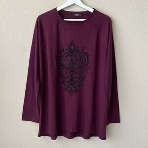 NWOT LC Waikiki Purple Blouse with Faux Stone details in Front Long Sleeve in XL